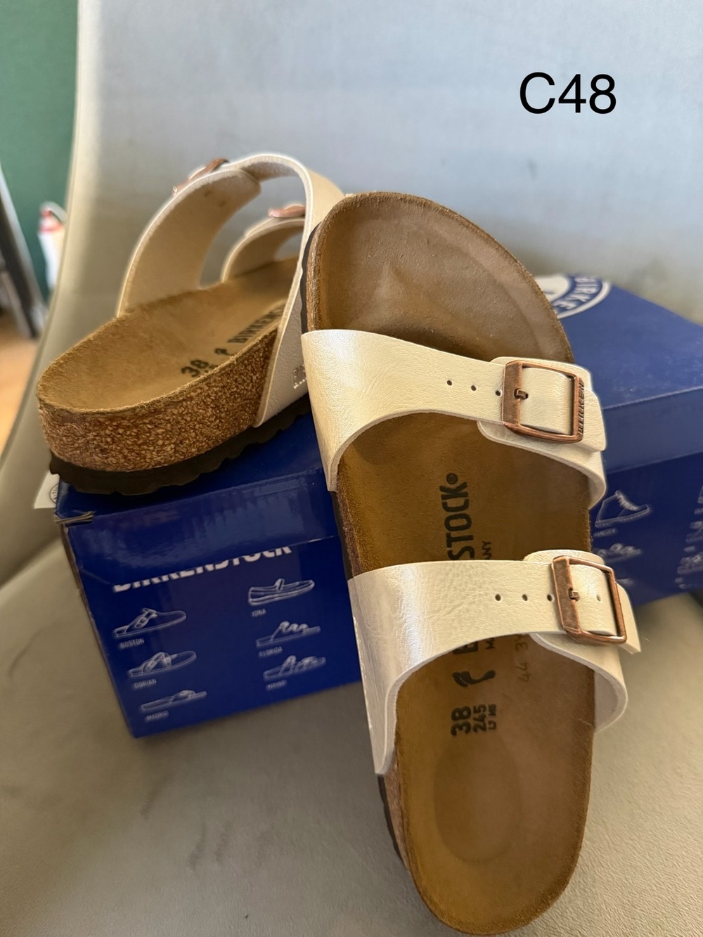 Birkenstock White Two-Strap Women’s Sandal with Adjustable Buckles